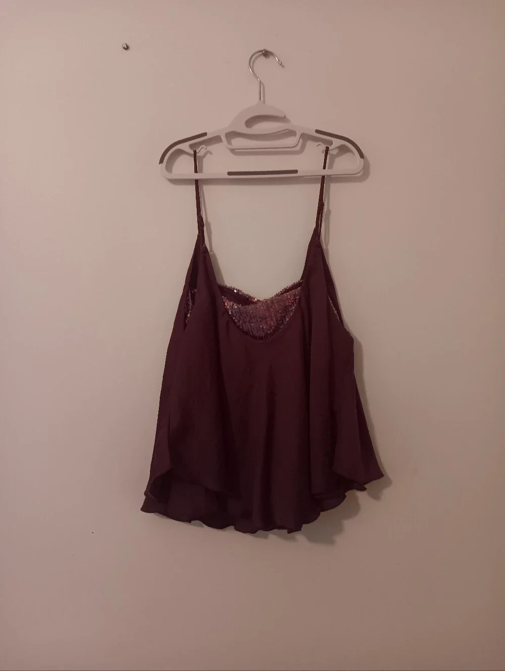 Intimately By Free People Plum Silver Sequin Layered Camisole Top NWT Medium - Picture 6 of 9